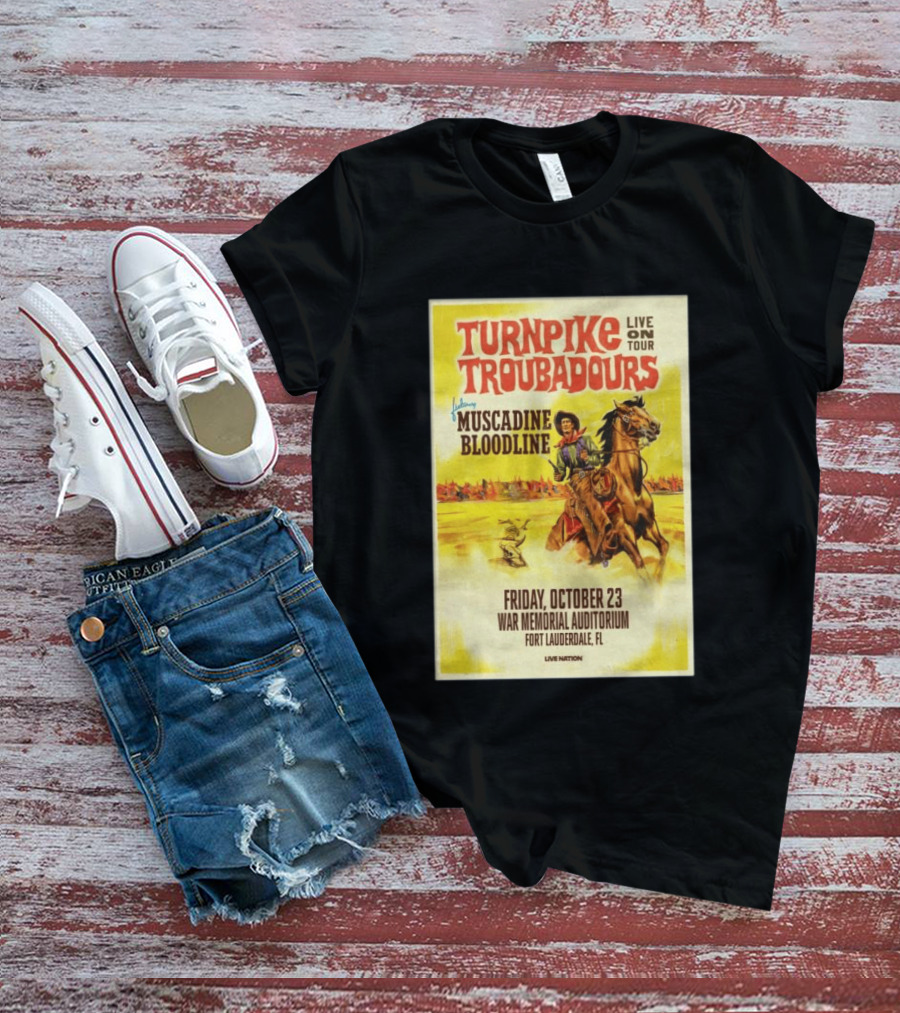 Turnpike Troubadours Live On Tour Featuring Muscadine Bloodline War Memorial Auditorium Fort Lauderdale October 23 T-Shirt