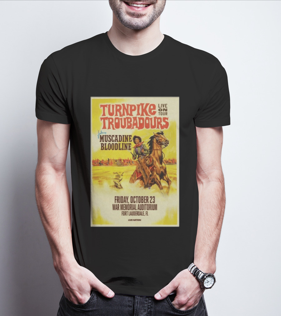 Turnpike Troubadours Live On Tour Featuring Muscadine Bloodline War Memorial Auditorium Fort Lauderdale October 23 T-Shirt