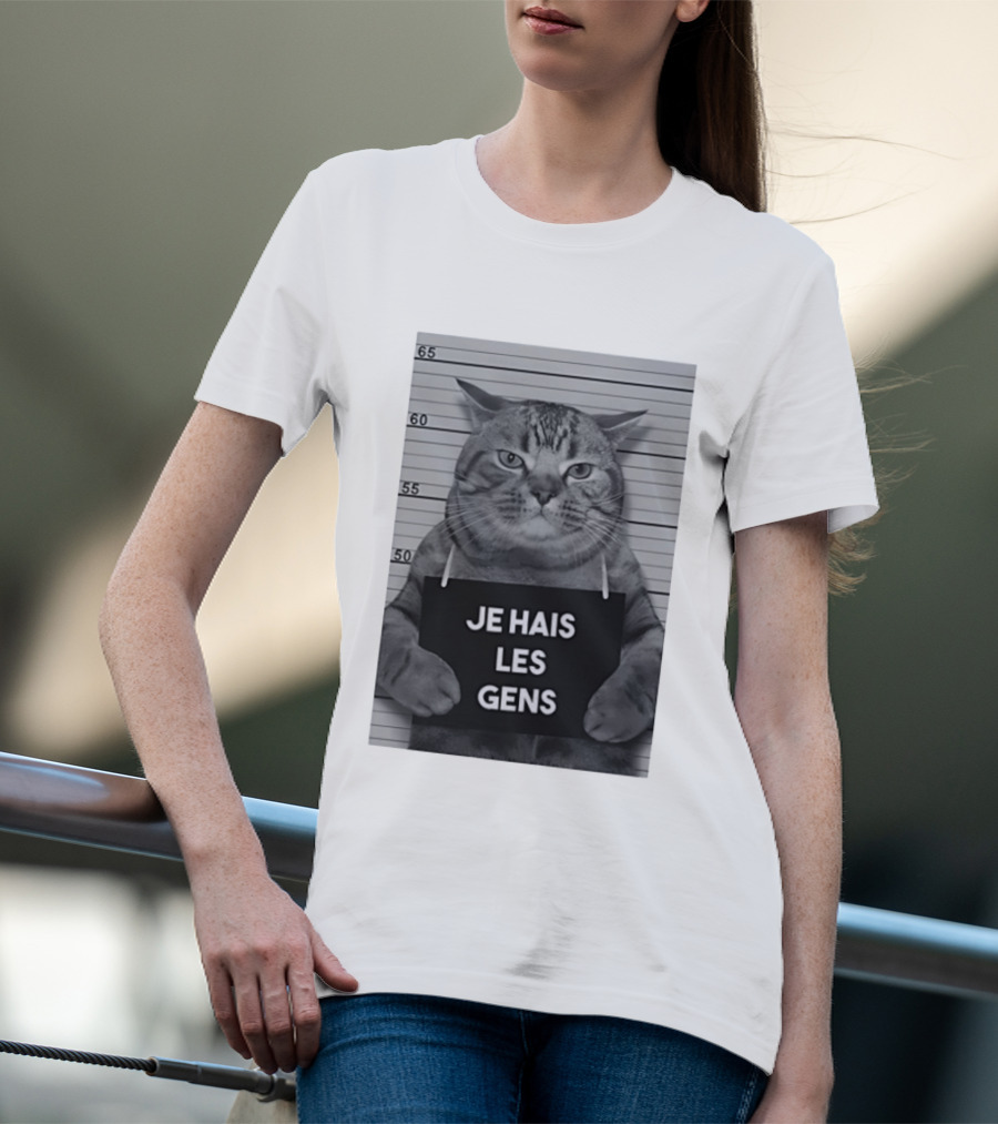 Je Hais Les Gens Shot Cat French T-Shirt