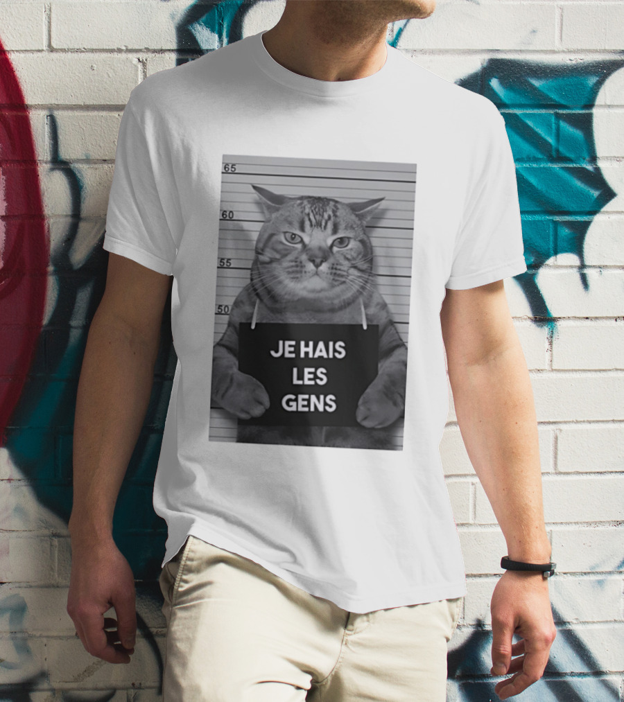 Je Hais Les Gens Shot Cat French T-Shirt