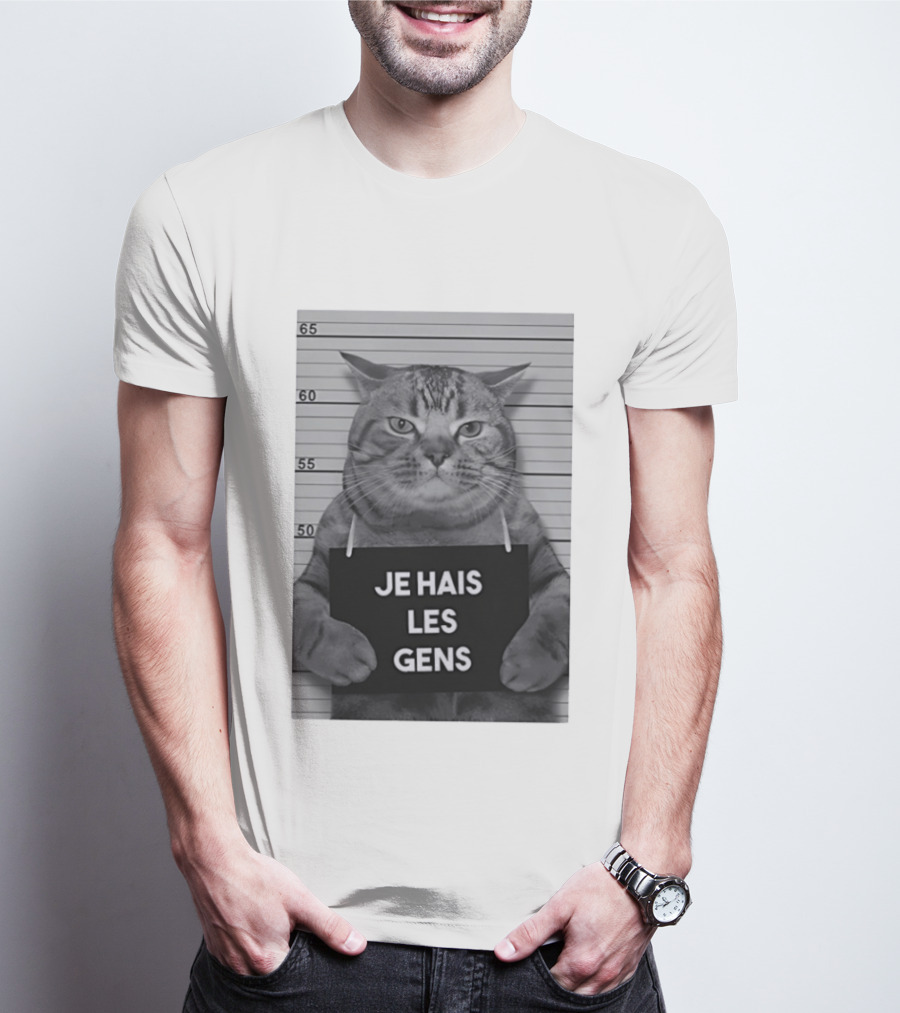 Je Hais Les Gens Shot Cat French T-Shirt