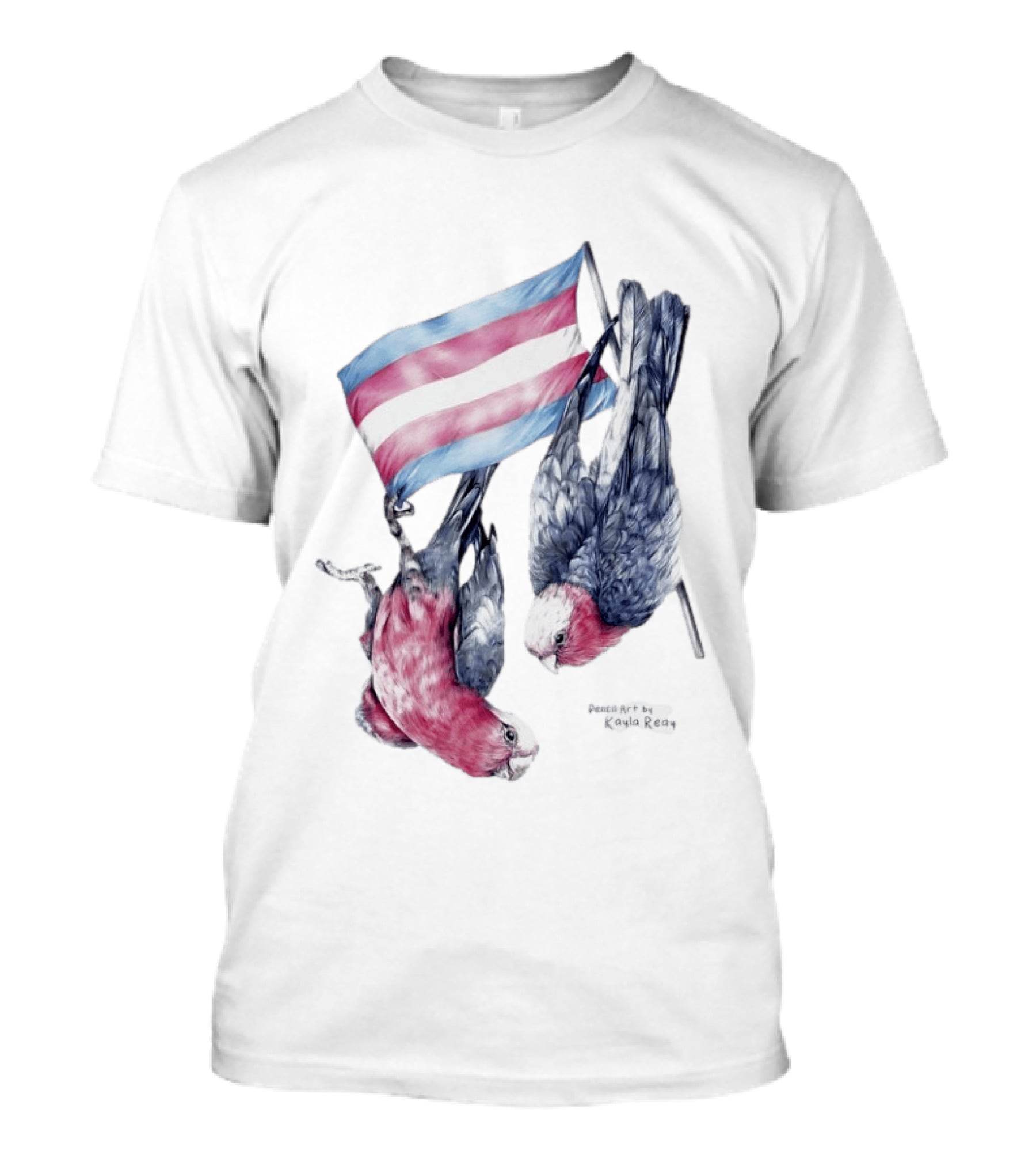 Trans Pride Flag Galah Parrots By Kayla Reay T-Shirt