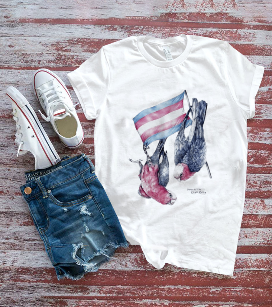 Trans Pride Flag Galah Parrots By Kayla Reay T-Shirt