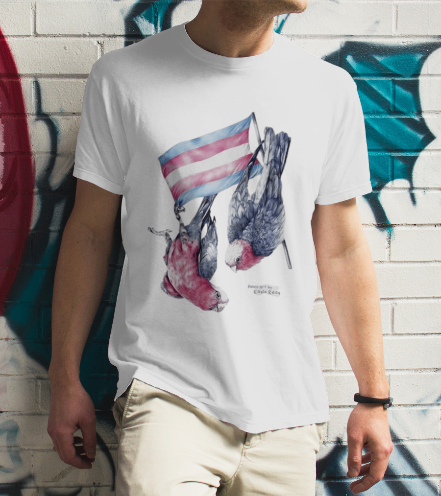Trans Pride Flag Galah Parrots By Kayla Reay T-Shirt