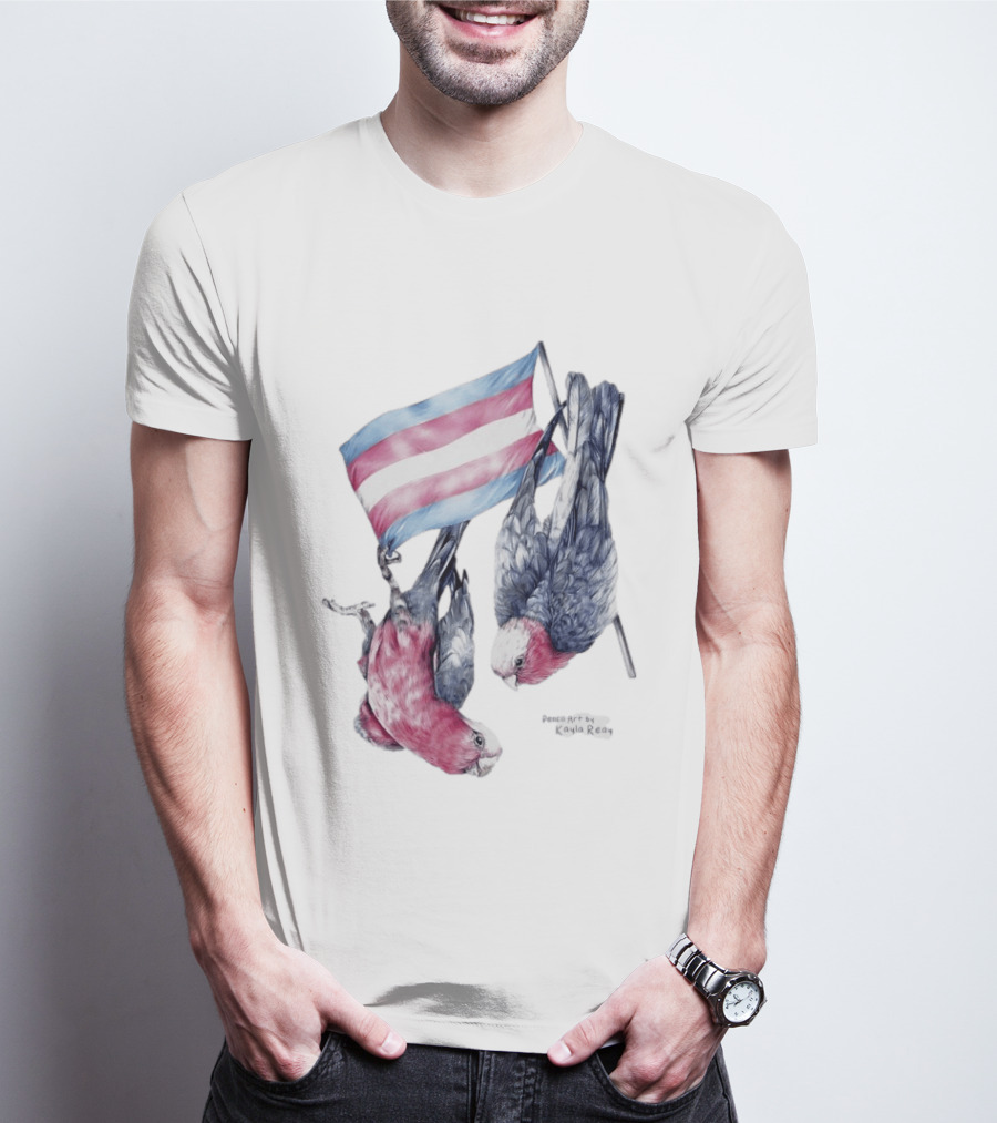 Trans Pride Flag Galah Parrots By Kayla Reay T-Shirt