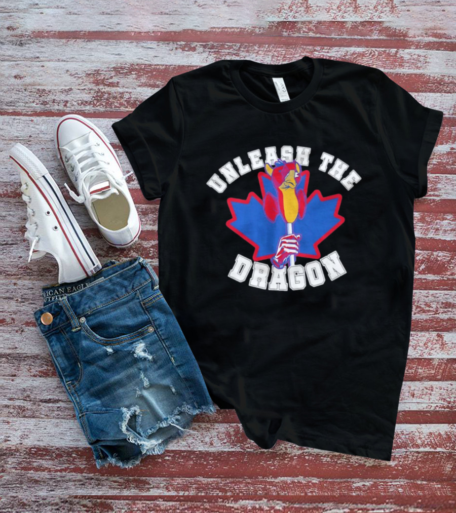 Unleash The Dragon Toronto Blue Jays Home Run Dragon Maple Leaf T-Shirt
