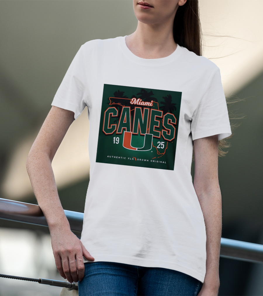 Miami Hurricanes Canes U Authentic Flo Grown 1925 Palm Trees T-Shirt
