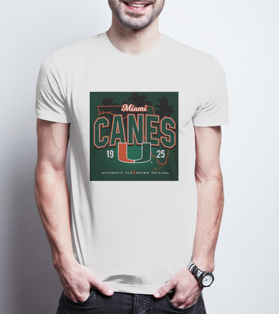 Miami Hurricanes Canes U Authentic Flo Grown 1925 Palm Trees T-Shirt
