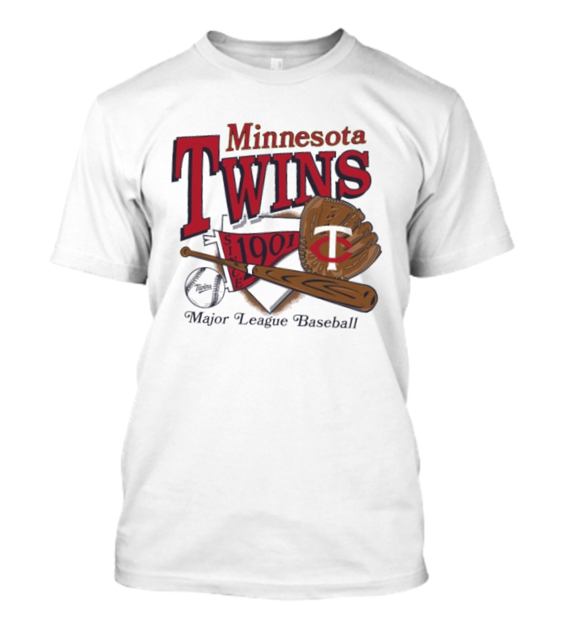 Minnesota Twins Since 1901 Major League Baseball Vintage Bat And Glove T-Shirt