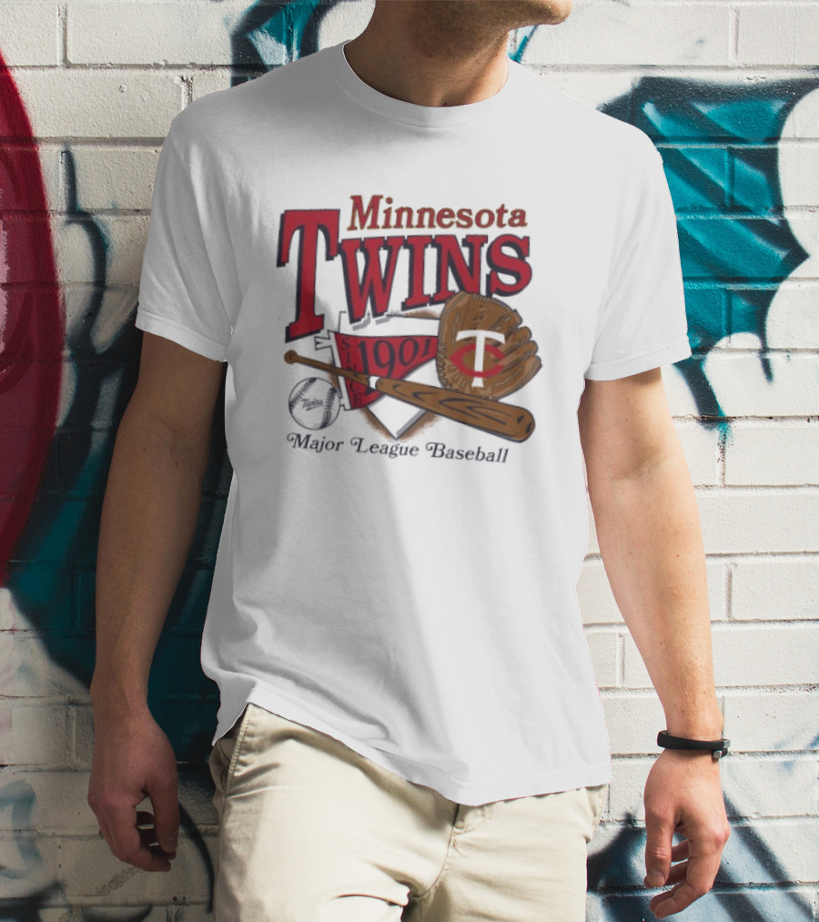 Minnesota Twins Since 1901 Major League Baseball Vintage Bat And Glove T-Shirt