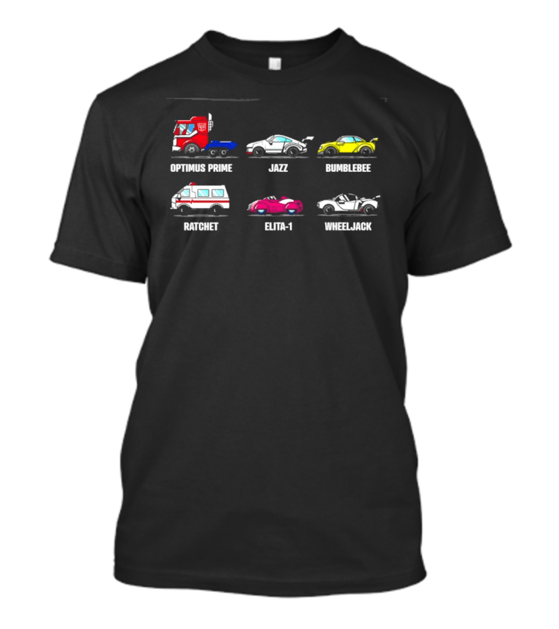 Optimus Prime Jazz Bumblebee Ratchet Elita 1 Wheeljack Transformers T-Shirt