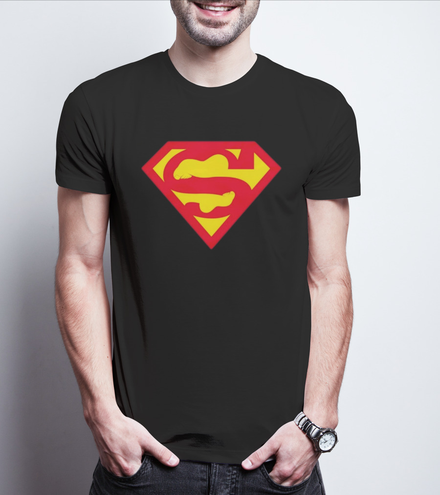 Superfeet Superman Inspired Red Yellow Emblem With Feet T-Shirt