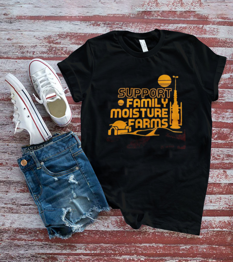 Support Family Moisture Farms Tatooine Landspeeder Sunset Scene T-Shirt