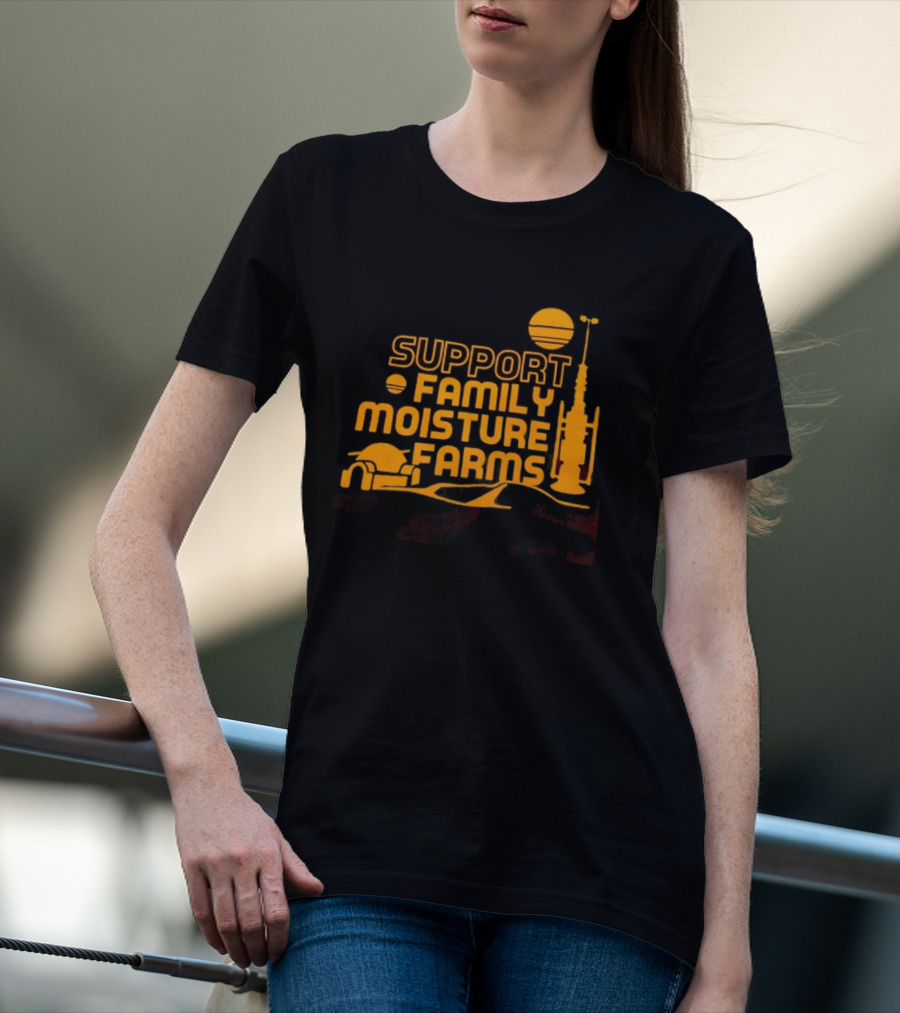 Support Family Moisture Farms Tatooine Landspeeder Sunset Scene T-Shirt