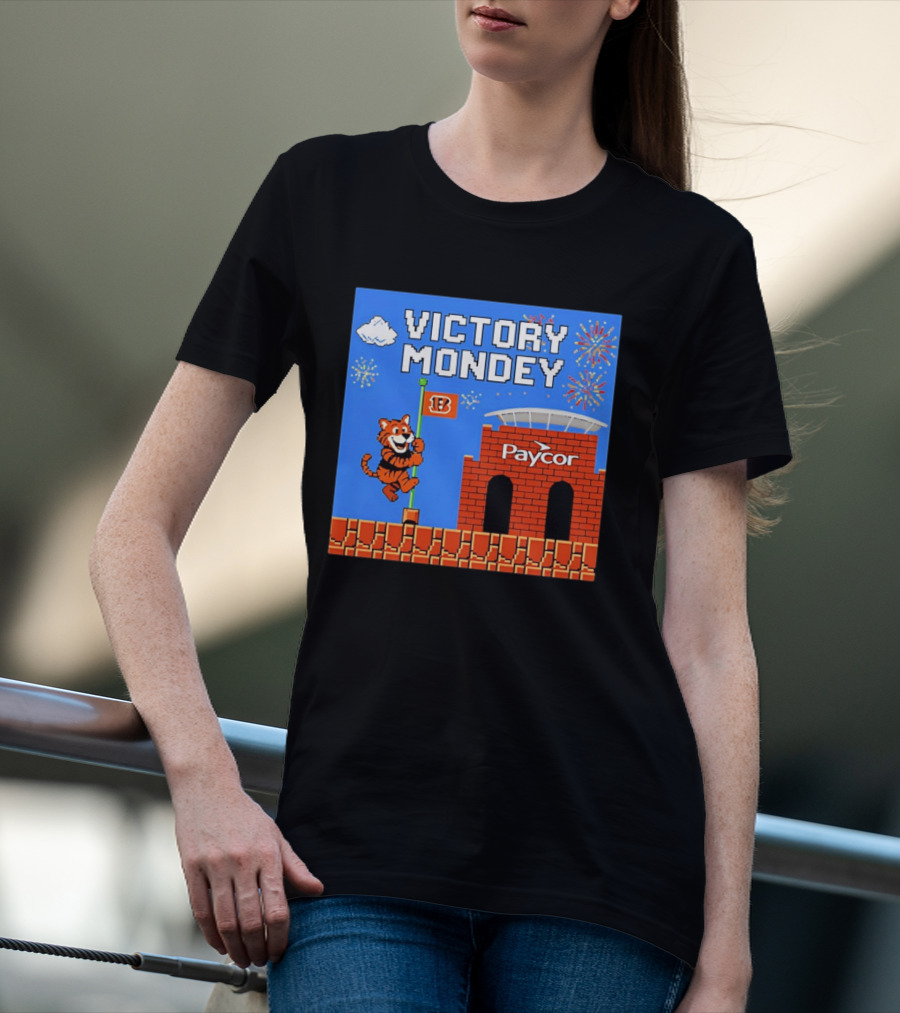 Cincinnati Bengals Victory Mondey Pixel Art Tiger Paycor Stadium Celebration T-Shirt