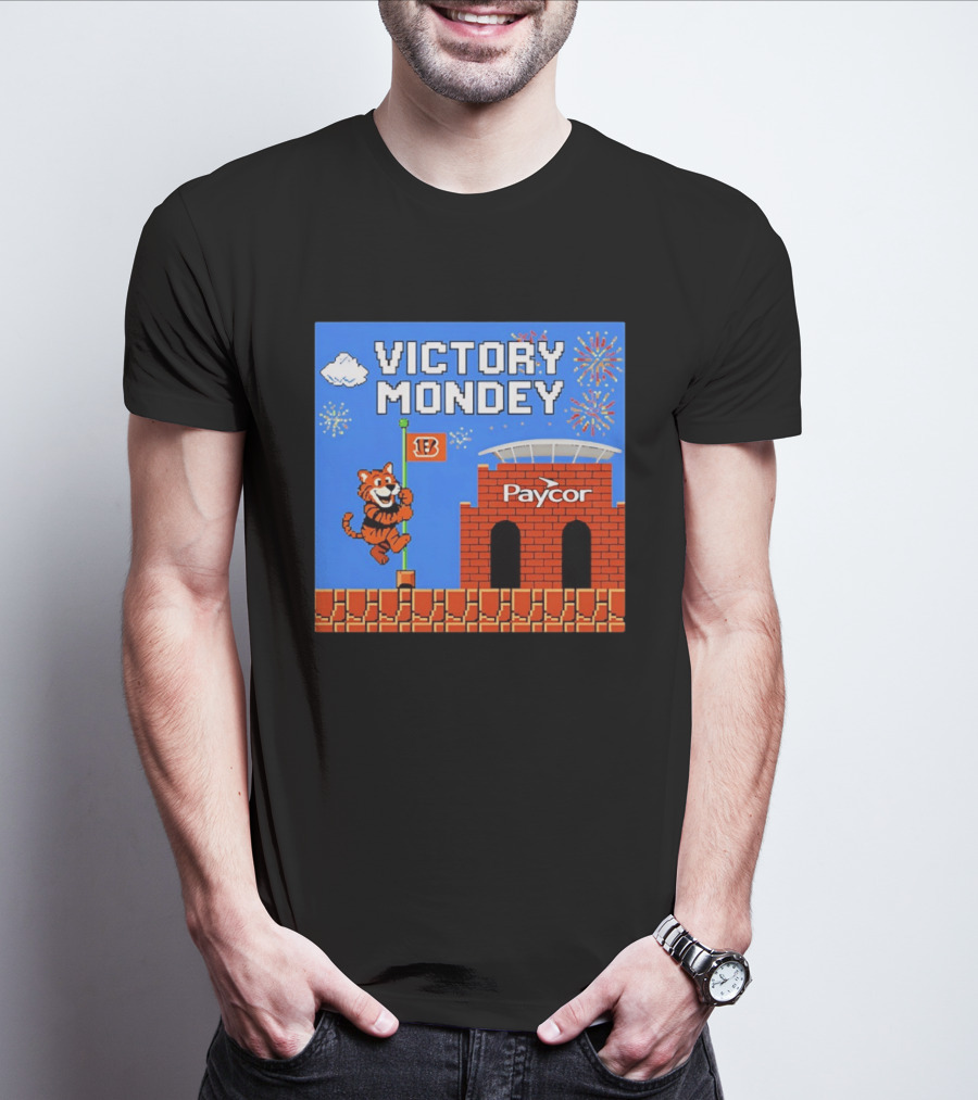 Cincinnati Bengals Victory Mondey Pixel Art Tiger Paycor Stadium Celebration T-Shirt