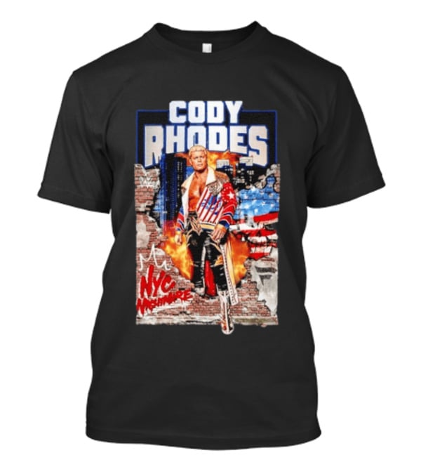 Cody Rhodes NYC Nightmare WWE Wrestling Fireworks Explosion Brick Wall American Flag Jacket T-Shirt