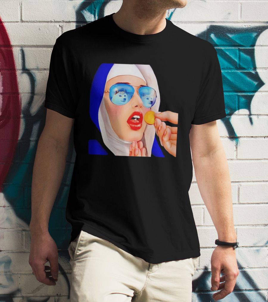 Doge Nun Sunglasses Reflection Communion Meme T-Shirt