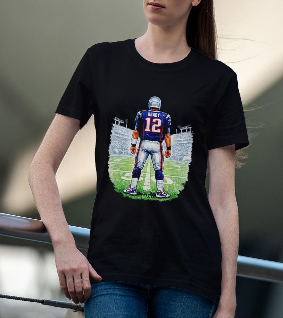 Brady 12 New England Patriots Football Stadium Back View T-Shirt