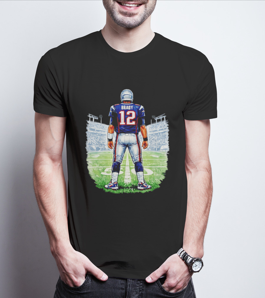Brady 12 New England Patriots Football Stadium Back View T-Shirt