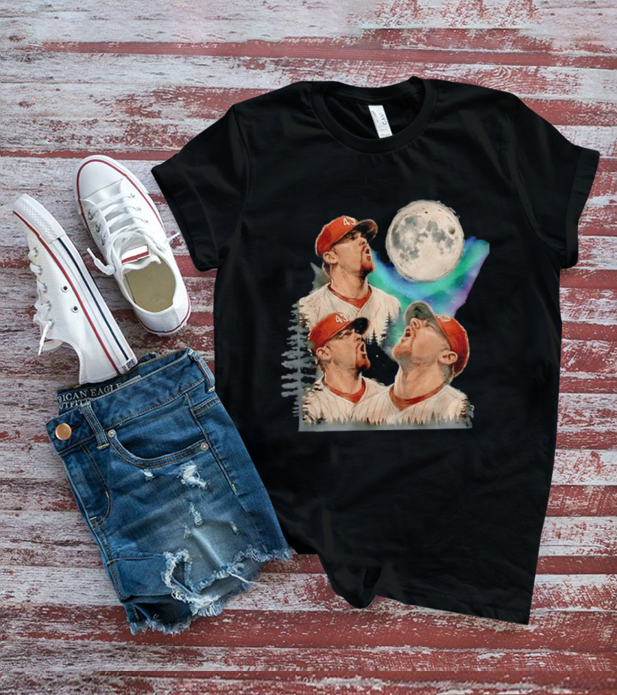 Baseball Player 43 Moon Howling Forest T-Shirt