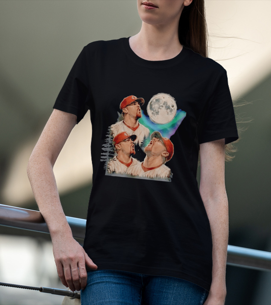 Baseball Player 43 Moon Howling Forest T-Shirt