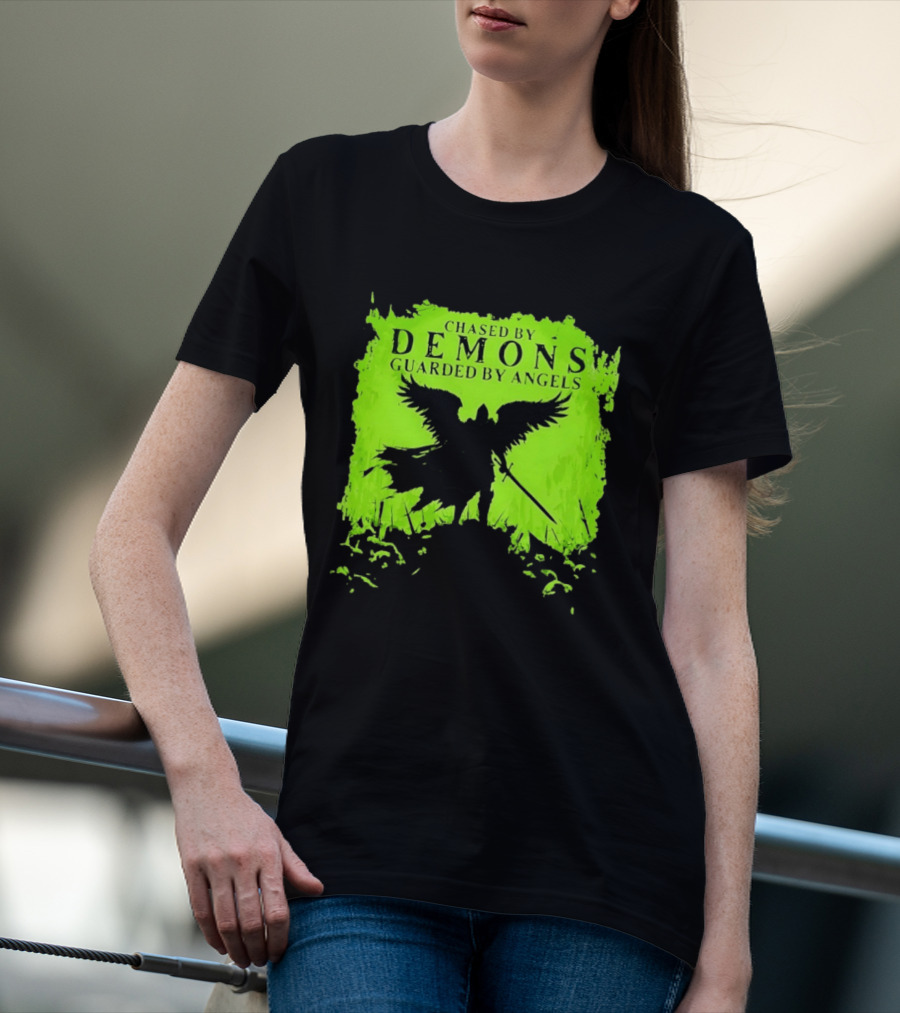 Chased By Demons Guarded By Angels Warrior Wings Sword T-Shirt