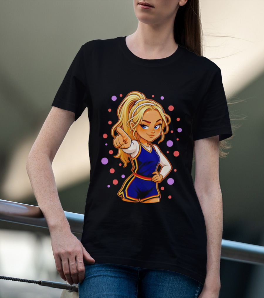 Chibi Sophie Cunningham Pointing In Basketball Uniform With Ponytail T-Shirt