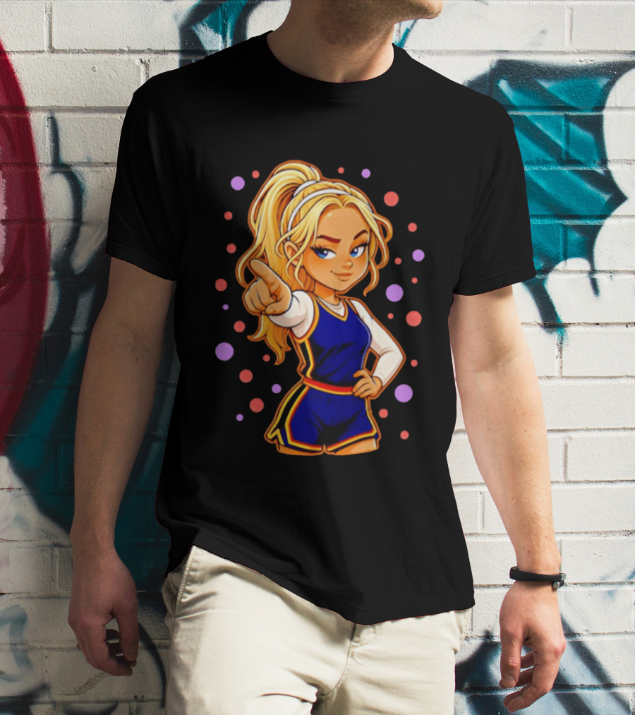 Chibi Sophie Cunningham Pointing In Basketball Uniform With Ponytail T-Shirt