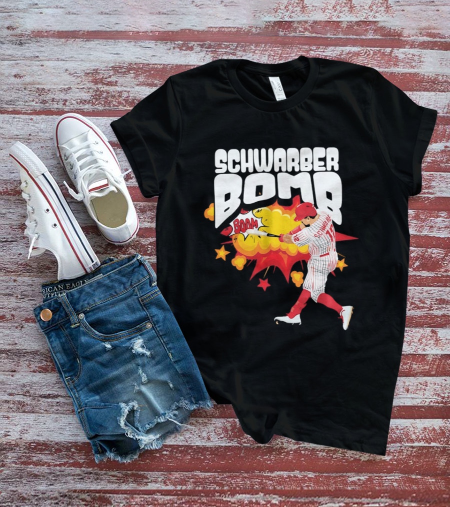 Schwarber Bomb Boom Baseball Philadelphia Phillies Player Action T-Shirt