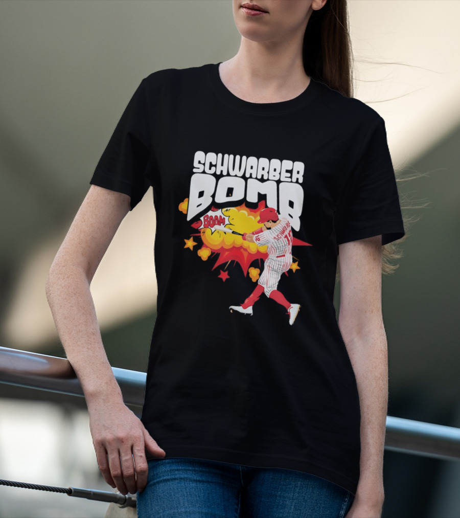Schwarber Bomb Boom Baseball Philadelphia Phillies Player Action T-Shirt