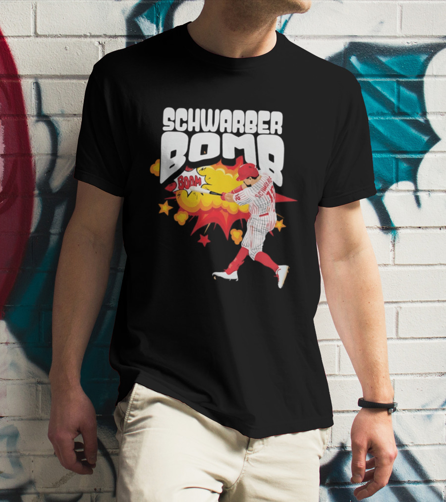 Schwarber Bomb Boom Baseball Philadelphia Phillies Player Action T-Shirt