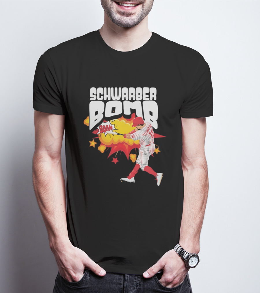 Schwarber Bomb Boom Baseball Philadelphia Phillies Player Action T-Shirt