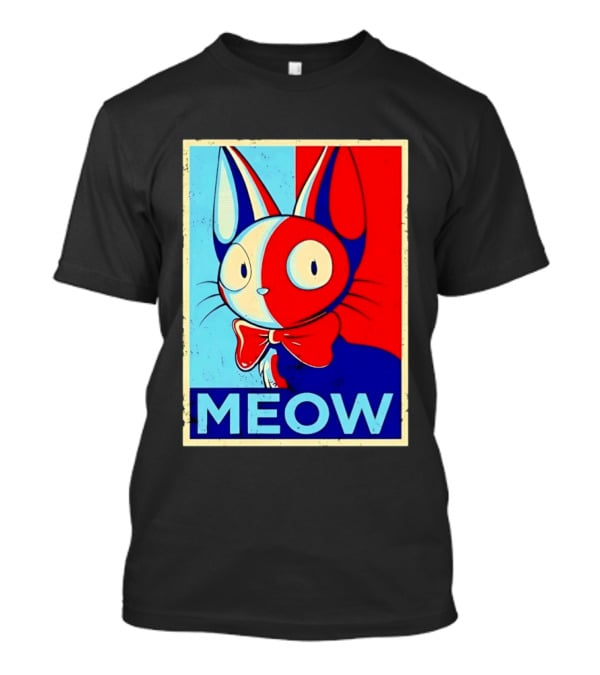 Meow Red Blue Cat Bow Tie T-Shirt