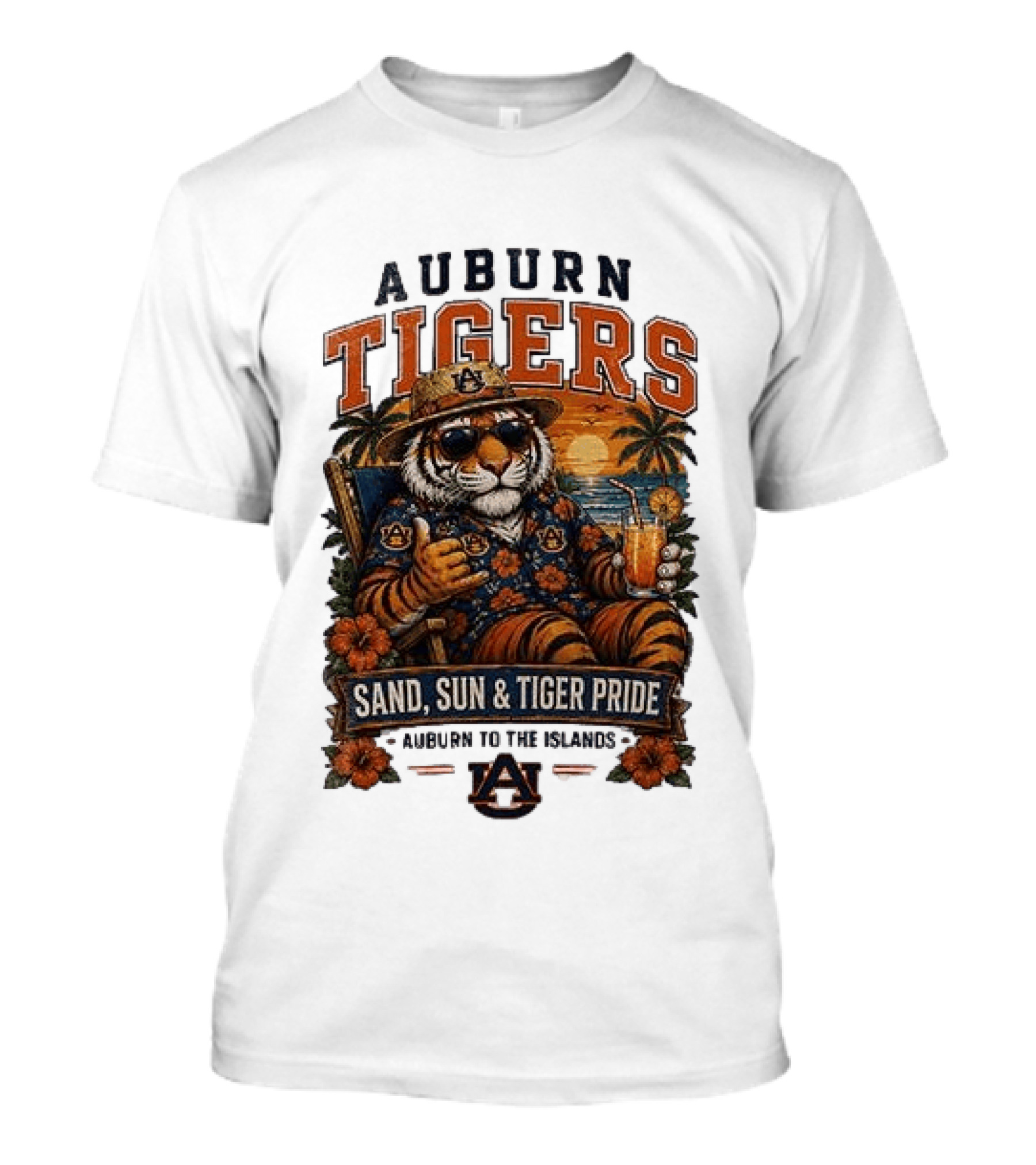 Auburn Tigers Sand Sun Tiger Pride Island Paradise Tropical Vibes T-Shirt