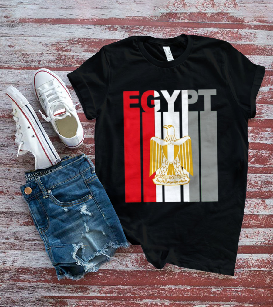 Egypt Flag Colors With Eagle Coat Of Arms T-Shirt