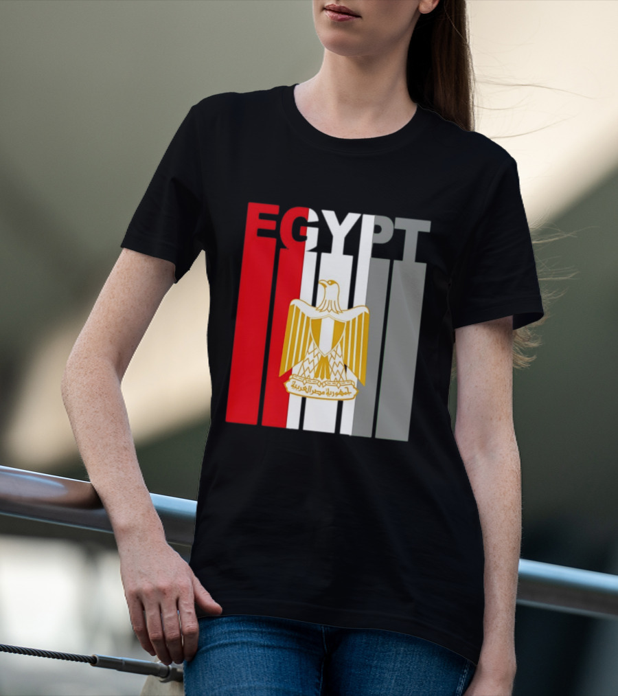 Egypt Flag Colors With Eagle Coat Of Arms T-Shirt