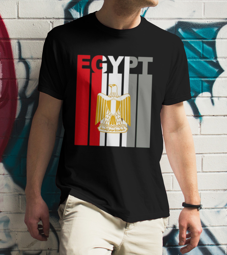 Egypt Flag Colors With Eagle Coat Of Arms T-Shirt