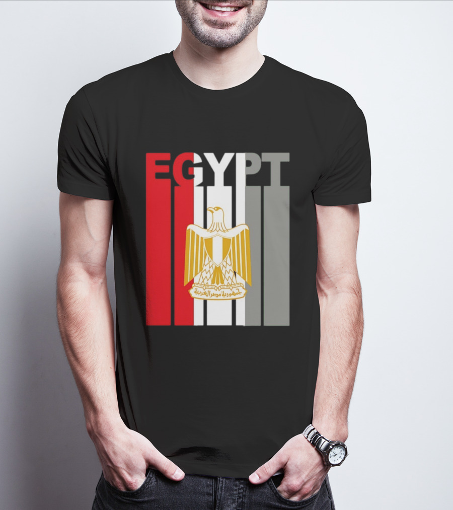 Egypt Flag Colors With Eagle Coat Of Arms T-Shirt