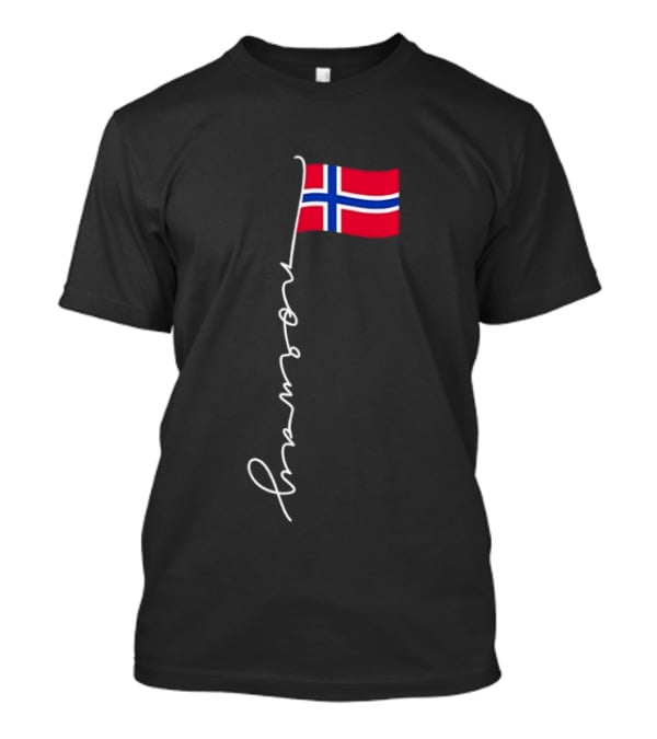 Norway Flag Cursive Text Norwegian Pride T-Shirt