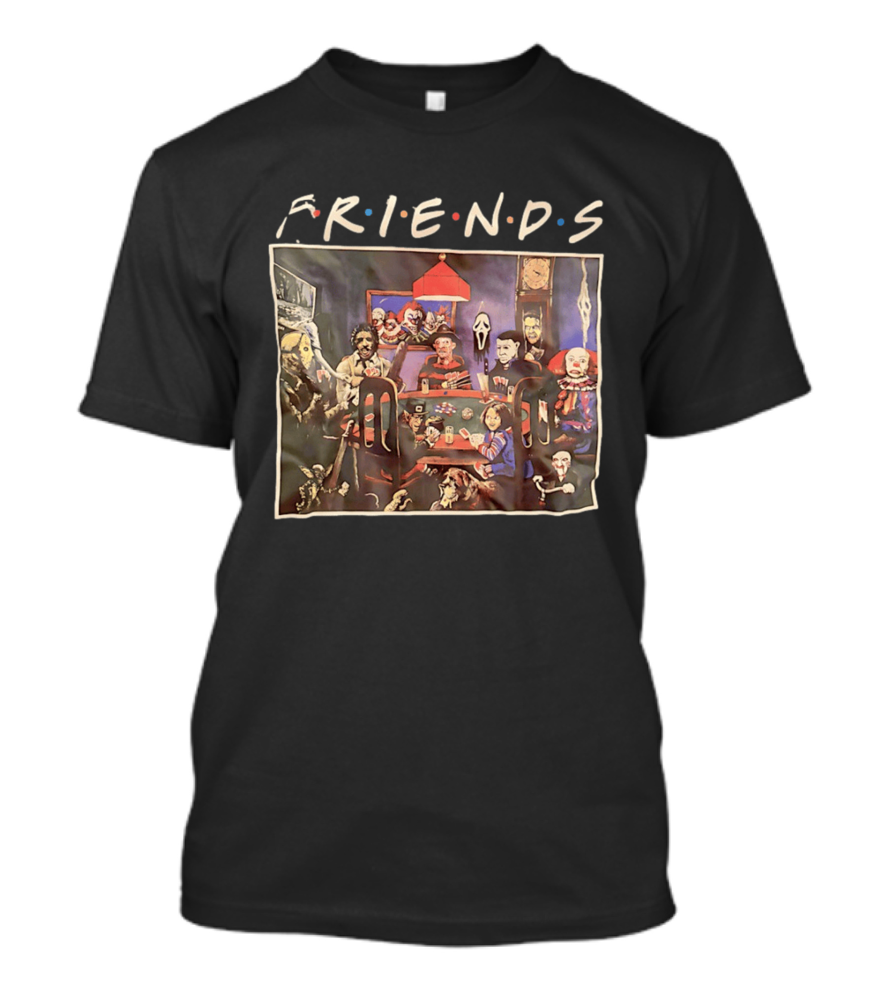 Friends Horror Movie Characters Playing Poker At Night T-Shirt