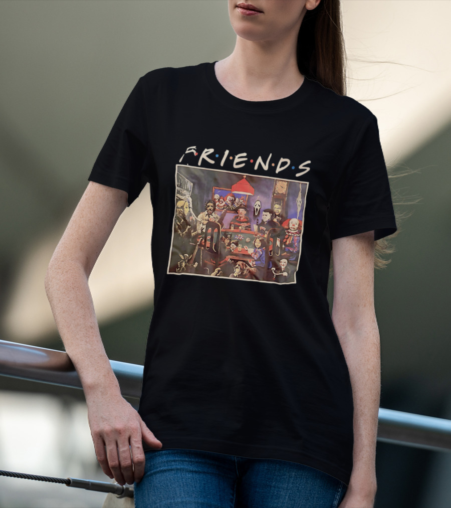 Friends Horror Movie Characters Playing Poker At Night T-Shirt