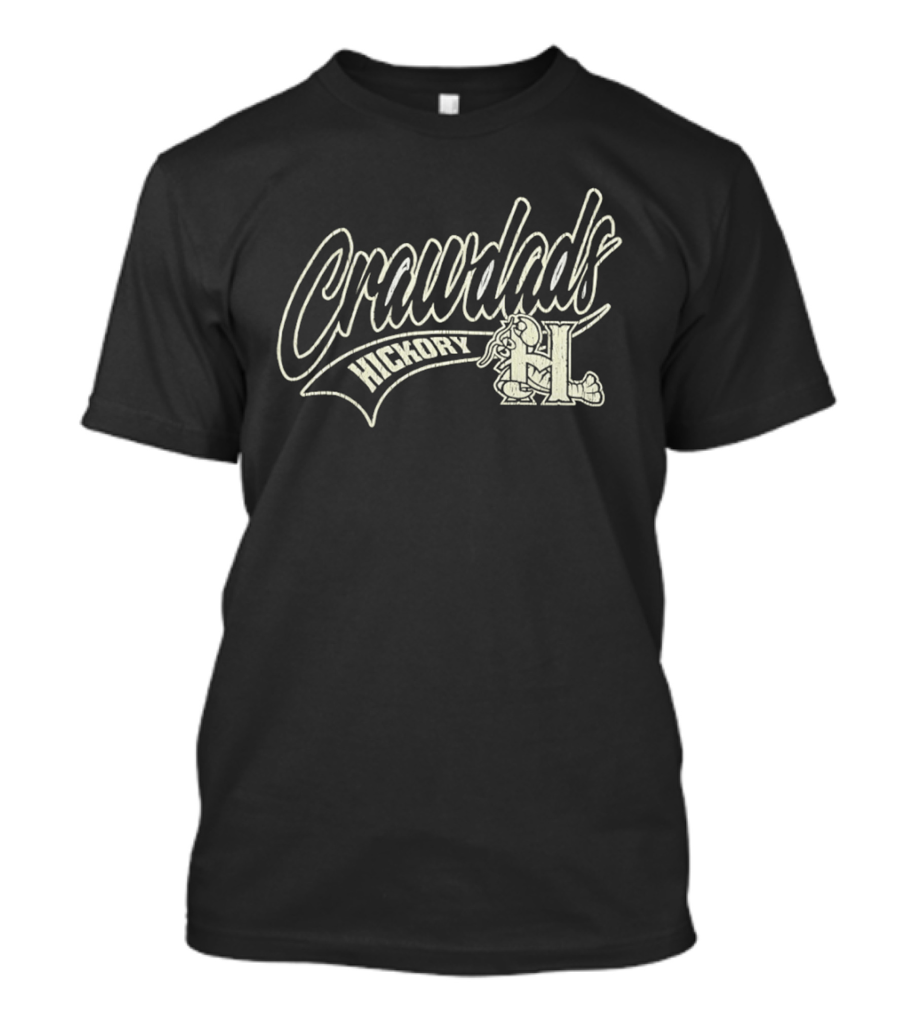 Hickory Crawdads Distressed Logo Minor League Baseball Team T-Shirt