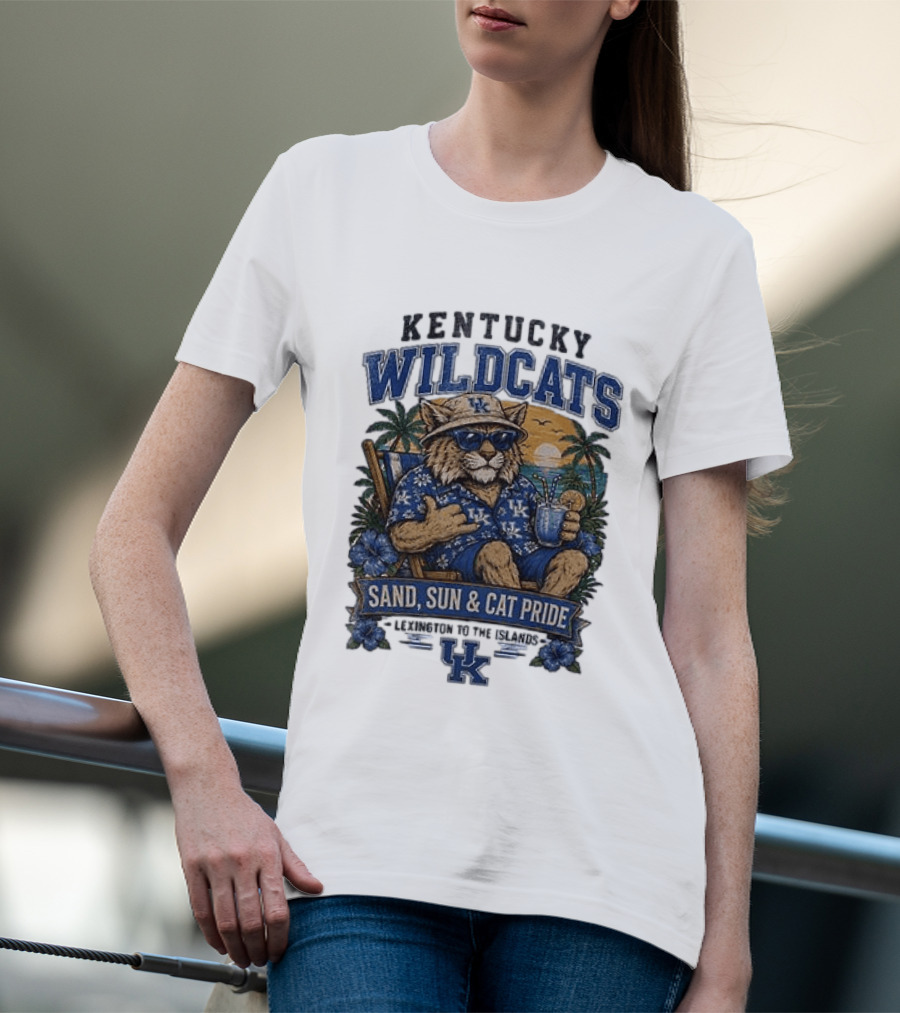 Kentucky Wildcats Sand Sun Cat Pride Paradise Lexington To The Islands T-Shirt