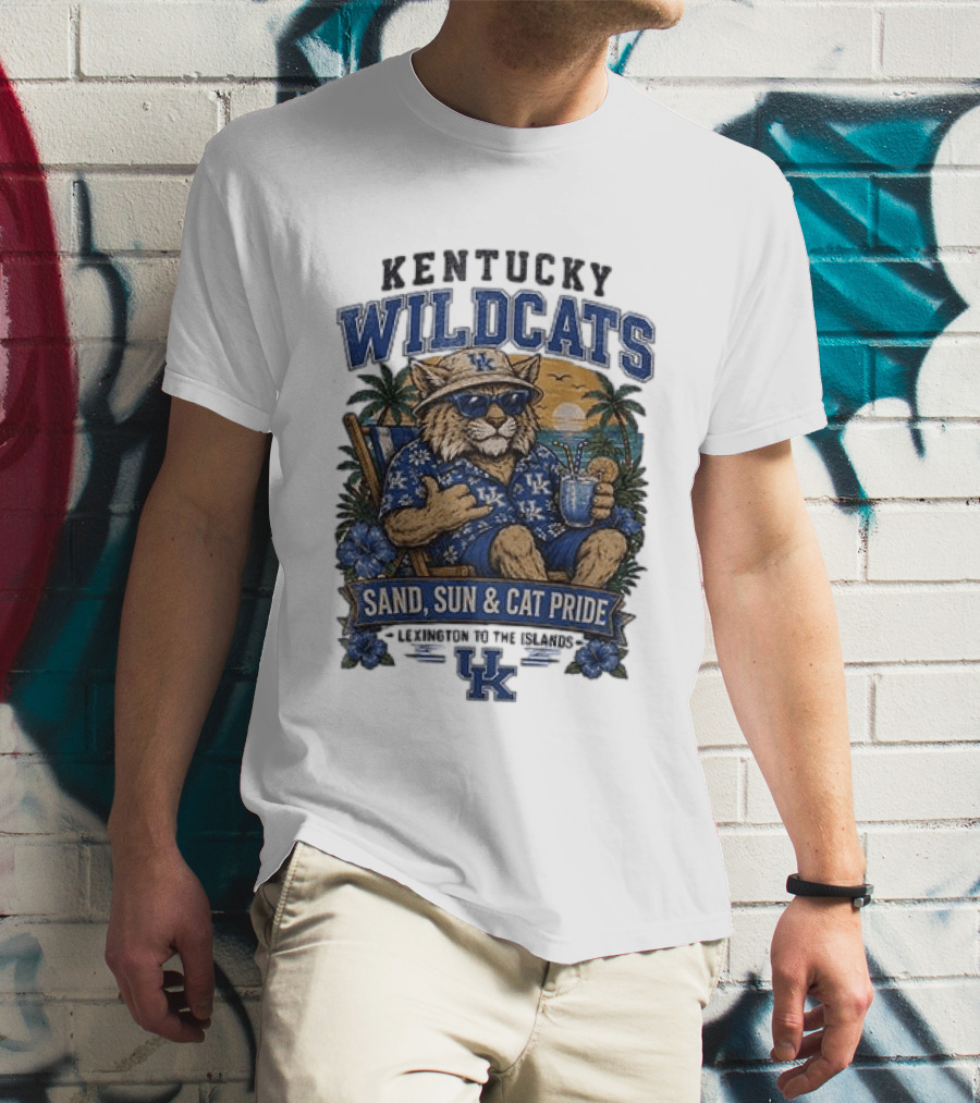 Kentucky Wildcats Sand Sun Cat Pride Paradise Lexington To The Islands T-Shirt