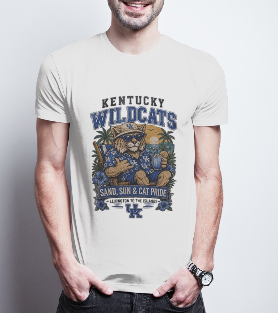 Kentucky Wildcats Sand Sun Cat Pride Paradise Lexington To The Islands T-Shirt