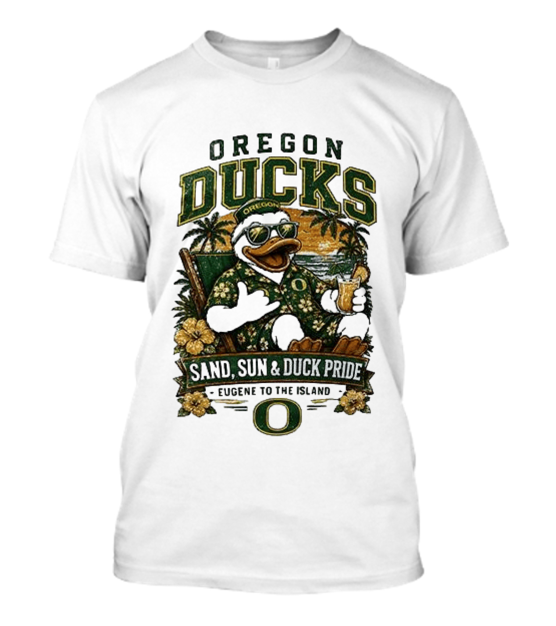 Oregon Ducks Sand Sun Duck Pride Eugene To The Island T-Shirt