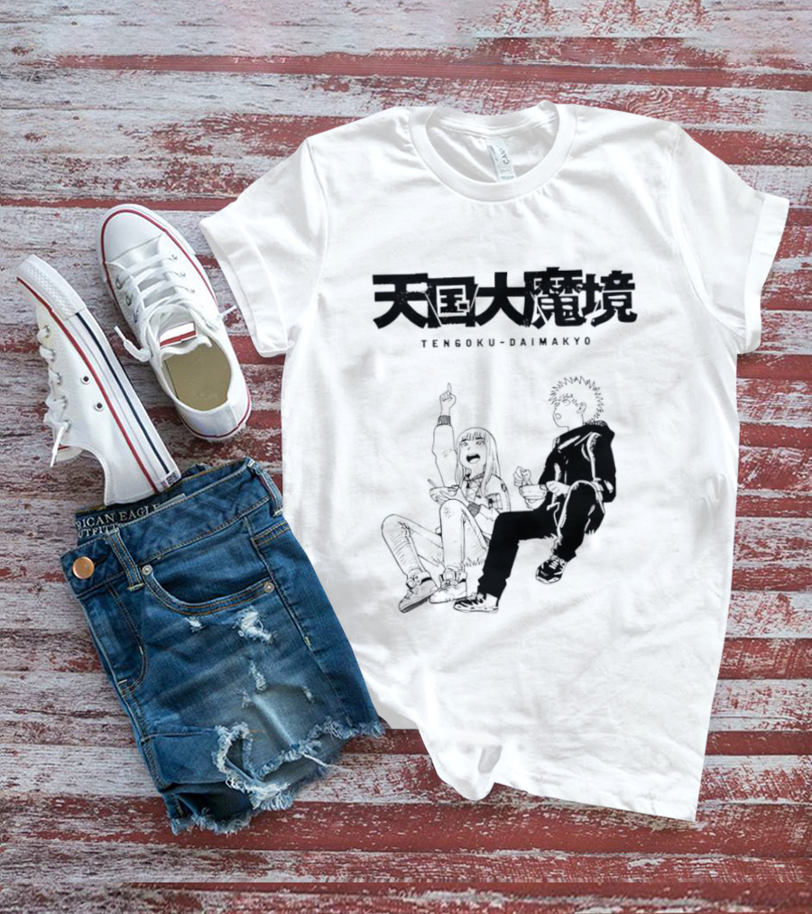 Tengoku Daimakyo Anime Characters Sitting Together Eating T-Shirt