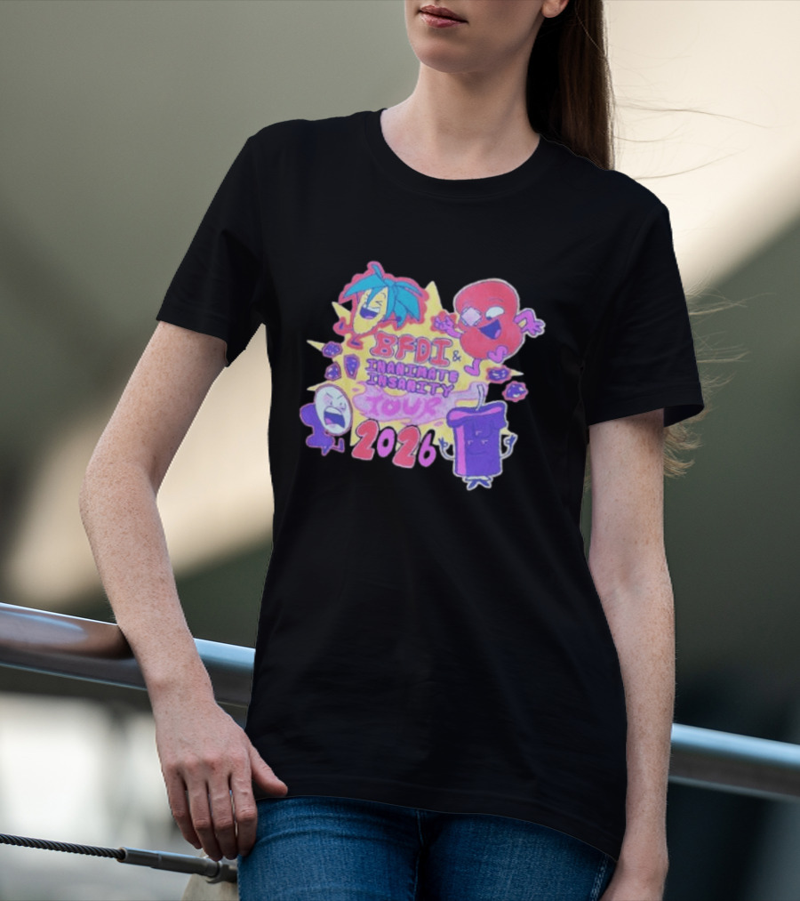 BFDI & Inanimate Insanity Tour 2026 Characters And Fun Adventure T-Shirt