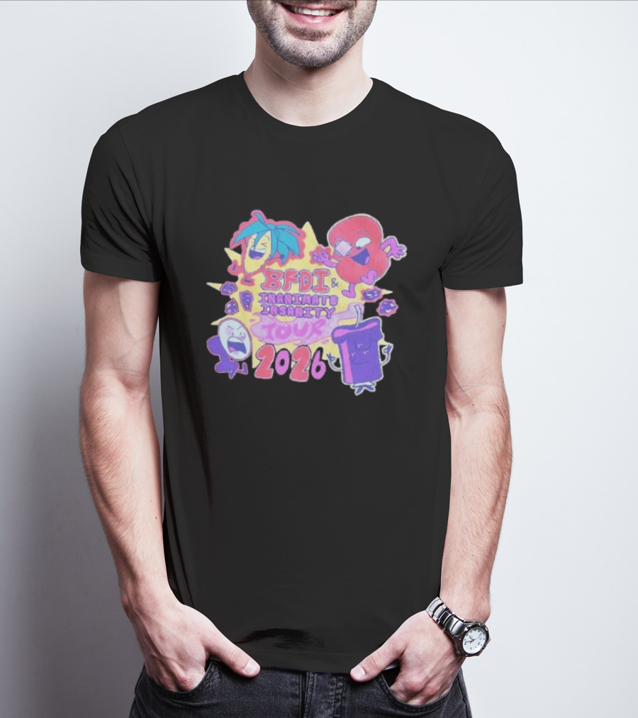 BFDI & Inanimate Insanity Tour 2026 Characters And Fun Adventure T-Shirt
